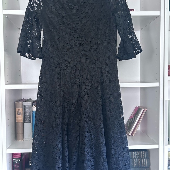 Perceptions New York Black Lace Overlay 3/4 Sleeve Women’s Classy Dress Sz Small - Picture 6 of 11